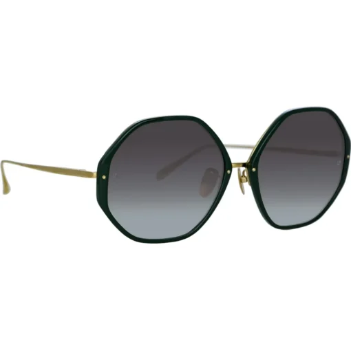 Linda Farrow Sunglasses-- Alona Hexagon Sunglasses in Green - LFL901C21SUN - Eyewear - Avvenice