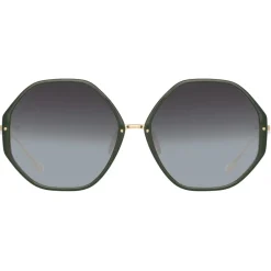 Linda Farrow Sunglasses-- Alona Hexagon Sunglasses in Green - LFL901C21SUN - Eyewear - Avvenice