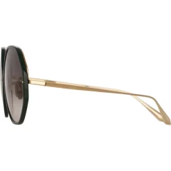 Linda Farrow Sunglasses-- Alona Hexagon Sunglasses in Green - LFL901C21SUN - Eyewear - Avvenice
