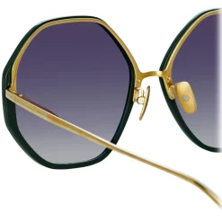 Linda Farrow Sunglasses-- Alona Hexagon Sunglasses in Green - LFL901C21SUN - Eyewear - Avvenice