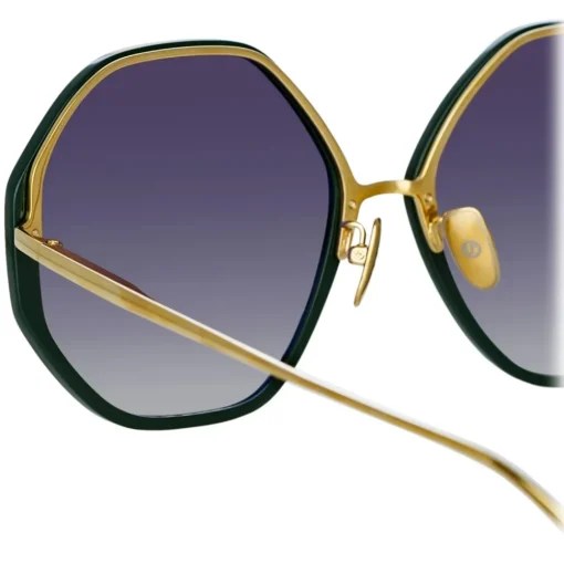 Linda Farrow Sunglasses-- Alona Hexagon Sunglasses in Green - LFL901C21SUN - Eyewear - Avvenice