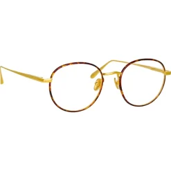 Linda Farrow Sunglasses-- Anton Oval Optical Glasses in Yellow Gold Tortoiseshell - LFL1230C3OPT - Eyewear - Avvenice