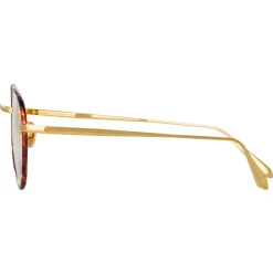 Linda Farrow Sunglasses-- Anton Oval Optical Glasses in Yellow Gold Tortoiseshell - LFL1230C3OPT - Eyewear - Avvenice
