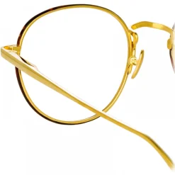 Linda Farrow Sunglasses-- Anton Oval Optical Glasses in Yellow Gold Tortoiseshell - LFL1230C3OPT - Eyewear - Avvenice