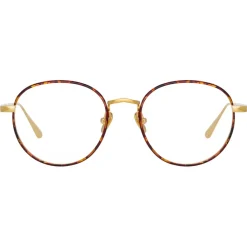 Linda Farrow Sunglasses-- Anton Oval Optical Glasses in Yellow Gold Tortoiseshell - LFL1230C3OPT - Eyewear - Avvenice