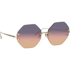 Linda Farrow Sunglasses-- Arua Hexagon Sunglasses in Light Gold - LFL1267C1SUN - Eyewear - Avvenice