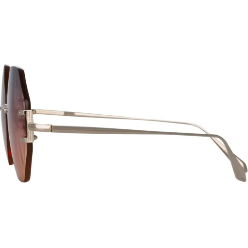 Linda Farrow Sunglasses-- Arua Hexagon Sunglasses in Light Gold - LFL1267C1SUN - Eyewear - Avvenice