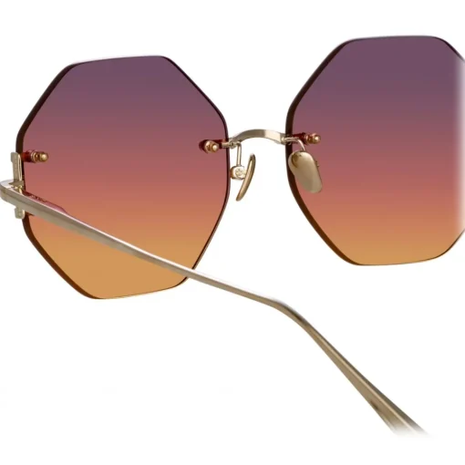 Linda Farrow Sunglasses-- Arua Hexagon Sunglasses in Light Gold - LFL1267C1SUN - Eyewear - Avvenice