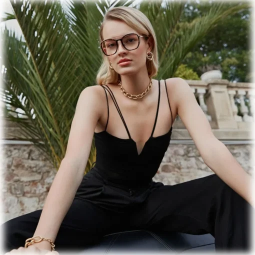 Linda Farrow Sunglasses-- Aston Square Optical Glasses in Light Gold - LFL1359C5OPT - Eyewear - Avvenice
