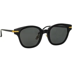 Linda Farrow Sunglasses-- Atkins D-Frame Sunglasses in Black - LF42C4SUN - Eyewear - Avvenice