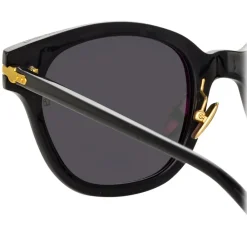 Linda Farrow Sunglasses-- Atkins D-Frame Sunglasses in Black - LF42C4SUN - Eyewear - Avvenice