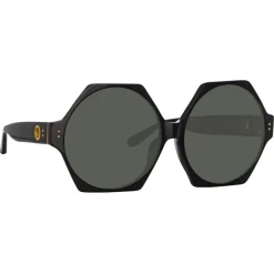 Linda Farrow Sunglasses-- Bora Hexagon Sunglasses in Black - LFL1260C1SUN - Eyewear - Avvenice