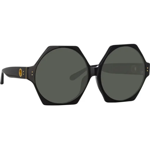 Linda Farrow Sunglasses-- Bora Hexagon Sunglasses in Black - LFL1260C1SUN - Eyewear - Avvenice