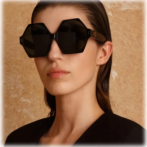 Linda Farrow Sunglasses-- Bora Hexagon Sunglasses in Black - LFL1260C1SUN - Eyewear - Avvenice