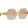 Linda Farrow Sunglasses-- Bora Hexagon Sunglasses in Peach - LFL1260C3SUN - Eyewear - Avvenice