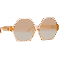 Linda Farrow Sunglasses-- Bora Hexagon Sunglasses in Peach - LFL1260C3SUN - Eyewear - Avvenice