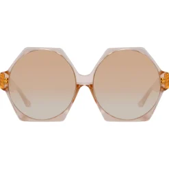 Linda Farrow Sunglasses-- Bora Hexagon Sunglasses in Peach - LFL1260C3SUN - Eyewear - Avvenice