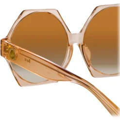 Linda Farrow Sunglasses-- Bora Hexagon Sunglasses in Peach - LFL1260C3SUN - Eyewear - Avvenice