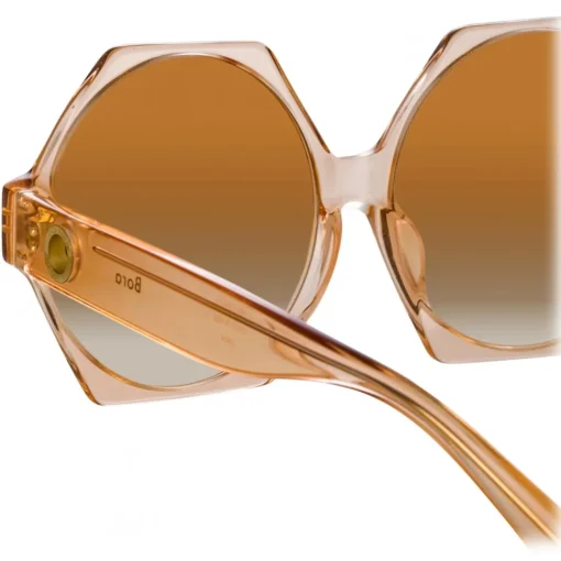 Linda Farrow Sunglasses-- Bora Hexagon Sunglasses in Peach - LFL1260C3SUN - Eyewear - Avvenice