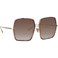 Linda Farrow Sunglasses-- Camaro Oversized Sunglasses in Light Gold - LFL1349C2SUN - Eyewear - Avvenice