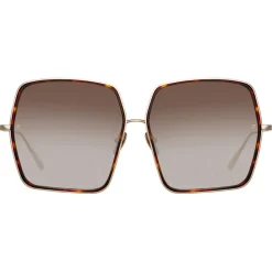 Linda Farrow Sunglasses-- Camaro Oversized Sunglasses in Light Gold - LFL1349C2SUN - Eyewear - Avvenice