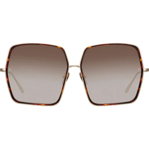 Linda Farrow Sunglasses-- Camaro Oversized Sunglasses in Light Gold - LFL1349C2SUN - Eyewear - Avvenice