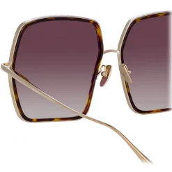 Linda Farrow Sunglasses-- Camaro Oversized Sunglasses in Light Gold - LFL1349C2SUN - Eyewear - Avvenice