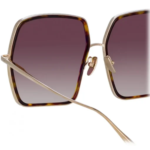 Linda Farrow Sunglasses-- Camaro Oversized Sunglasses in Light Gold - LFL1349C2SUN - Eyewear - Avvenice
