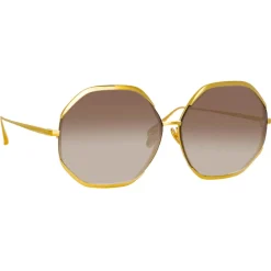 Linda Farrow Sunglasses-- Camila Oversized Sunglasses in Yellow Gold - LFL1208C1SUN - Eyewear - Avvenice