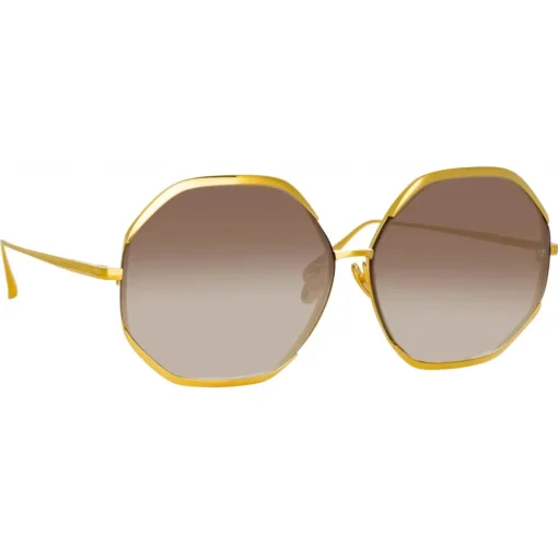 Linda Farrow Sunglasses-- Camila Oversized Sunglasses in Yellow Gold - LFL1208C1SUN - Eyewear - Avvenice
