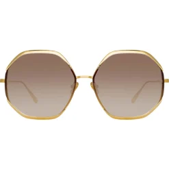 Linda Farrow Sunglasses-- Camila Oversized Sunglasses in Yellow Gold - LFL1208C1SUN - Eyewear - Avvenice