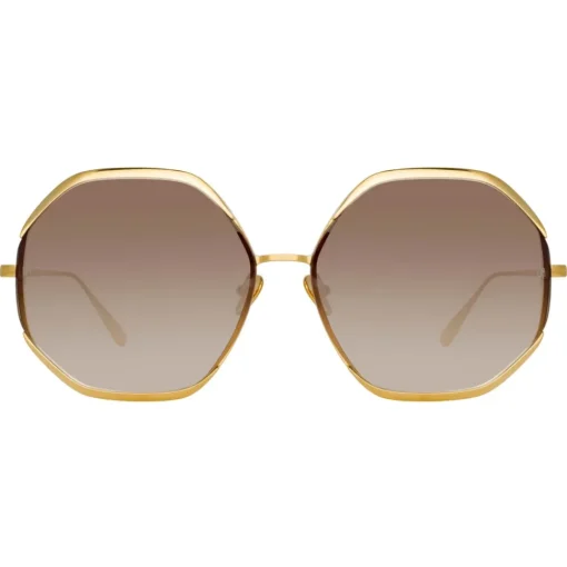 Linda Farrow Sunglasses-- Camila Oversized Sunglasses in Yellow Gold - LFL1208C1SUN - Eyewear - Avvenice