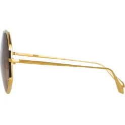 Linda Farrow Sunglasses-- Camila Oversized Sunglasses in Yellow Gold - LFL1208C1SUN - Eyewear - Avvenice