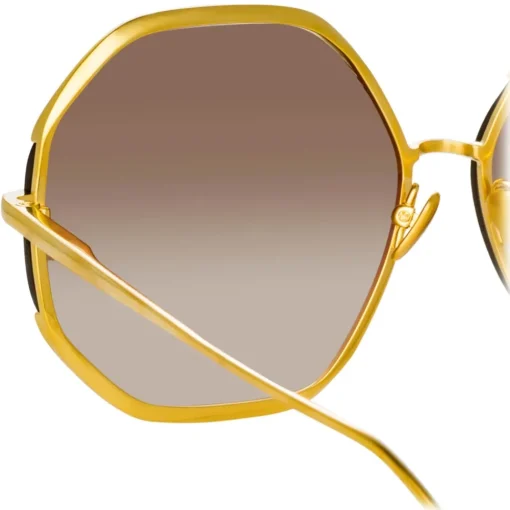 Linda Farrow Sunglasses-- Camila Oversized Sunglasses in Yellow Gold - LFL1208C1SUN - Eyewear - Avvenice