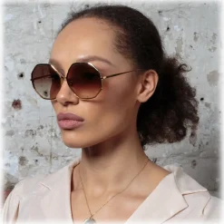 Linda Farrow Sunglasses-- Camila Oversized Sunglasses in Yellow Gold - LFL1208C1SUN - Eyewear - Avvenice