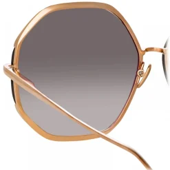 Linda Farrow Sunglasses-- Camila Oversized Sunglasses in Rose Gold - LFL1208C3SUN - Eyewear - Avvenice