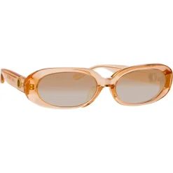 Linda Farrow Sunglasses-- Cara Oval Sunglasses in Peach - LFL1252C3SUN - Eyewear - Avvenice