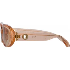Linda Farrow Sunglasses-- Cara Oval Sunglasses in Peach - LFL1252C3SUN - Eyewear - Avvenice