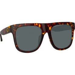Linda Farrow Sunglasses-- Carolina Flat Top Sunglasses in Tortoiseshell - LFL1250C2SUN - Eyewear - Avvenice
