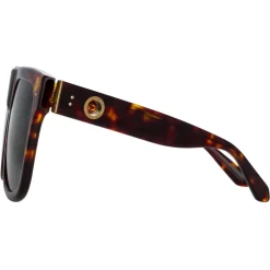 Linda Farrow Sunglasses-- Carolina Flat Top Sunglasses in Tortoiseshell - LFL1250C2SUN - Eyewear - Avvenice