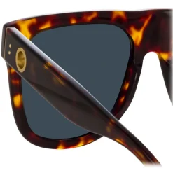 Linda Farrow Sunglasses-- Carolina Flat Top Sunglasses in Tortoiseshell - LFL1250C2SUN - Eyewear - Avvenice