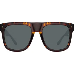 Linda Farrow Sunglasses-- Carolina Flat Top Sunglasses in Tortoiseshell - LFL1250C2SUN - Eyewear - Avvenice