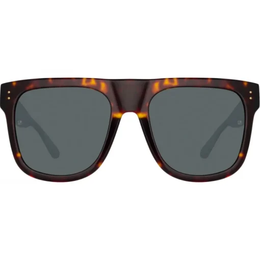 Linda Farrow Sunglasses-- Carolina Flat Top Sunglasses in Tortoiseshell - LFL1250C2SUN - Eyewear - Avvenice