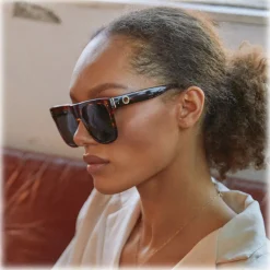 Linda Farrow Sunglasses-- Carolina Flat Top Sunglasses in Tortoiseshell - LFL1250C2SUN - Eyewear - Avvenice