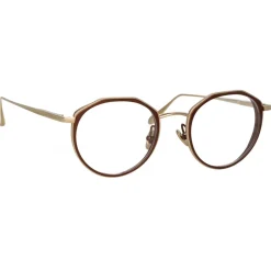 Linda Farrow Sunglasses-- Cesar Angular Optical Glasses in Light Gold Brown - LFL1225C3OPT - Eyewear - Avvenice