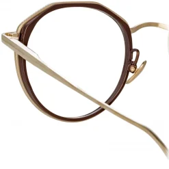 Linda Farrow Sunglasses-- Cesar Angular Optical Glasses in Light Gold Brown - LFL1225C3OPT - Eyewear - Avvenice