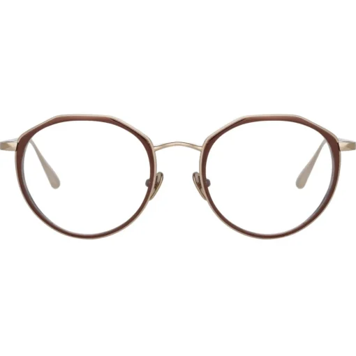 Linda Farrow Sunglasses-- Cesar Angular Optical Glasses in Light Gold Brown - LFL1225C3OPT - Eyewear - Avvenice