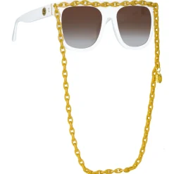 Linda Farrow Sunglasses-- Dakota Flat Top Sunglasses in White - LFL1304C3SUN - Eyewear - Avvenice