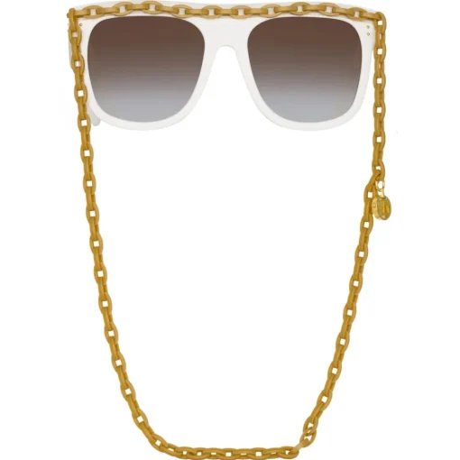 Linda Farrow Sunglasses-- Dakota Flat Top Sunglasses in White - LFL1304C3SUN - Eyewear - Avvenice