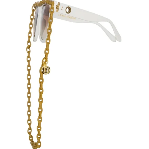 Linda Farrow Sunglasses-- Dakota Flat Top Sunglasses in White - LFL1304C3SUN - Eyewear - Avvenice